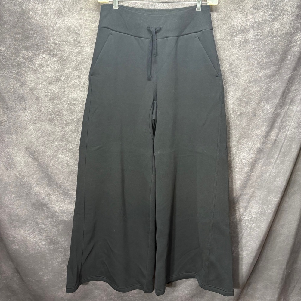 Adidas Essntials Wide Leg Fleece Sweatpants Womens Size S Baggy Black Lounge